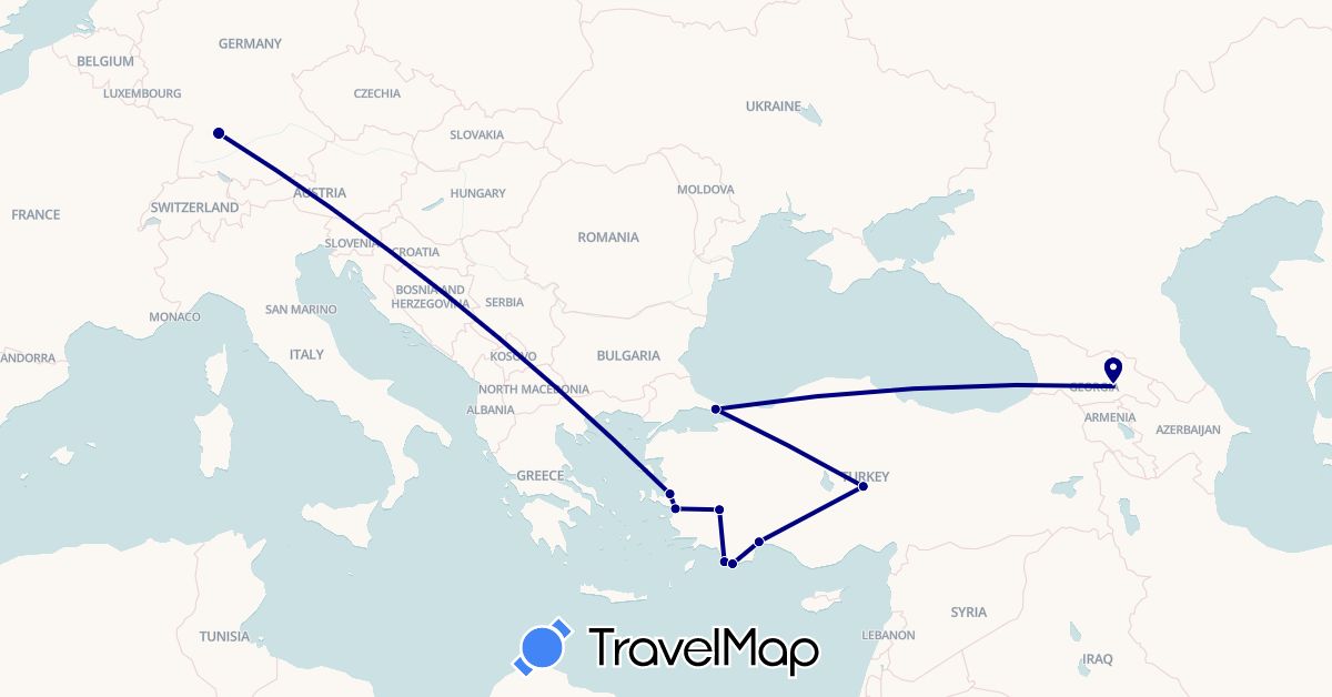 TravelMap itinerary: driving in Germany, Georgia, Turkey (Asia, Europe)